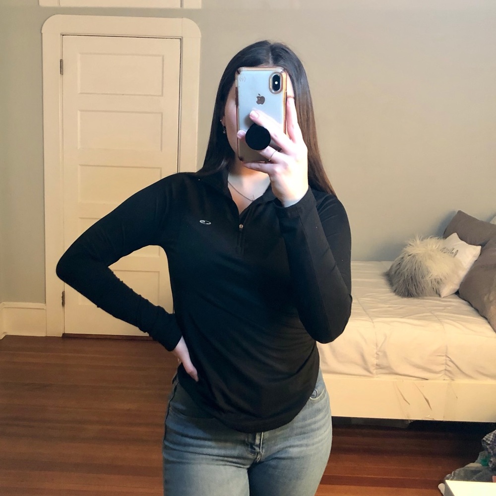 CHAMPION BLACK QUARTER-ZIP PULLOVER